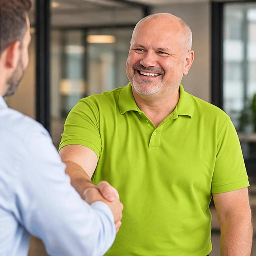 Daniel Schindler, Inhaber und Geschäftsführer der ihoch3 CONSULTING gmbh beim Kundengespräch